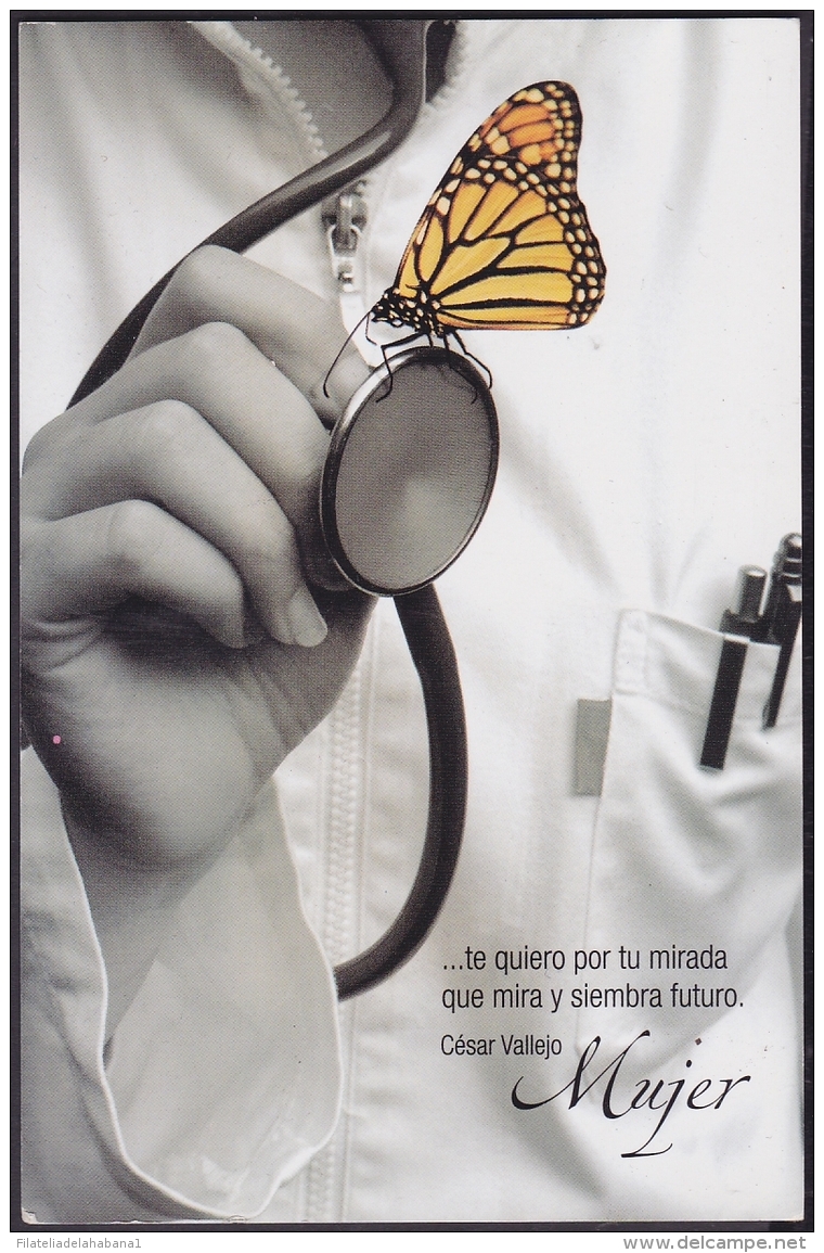 2009-EP-17 CUBA. POSTAL STATIONERY. 2009. Ed.102a. MEDICINA MARIPOSAS DIA MUJER. WOMAN DAY UNUSED. BUTTERFLIES. - Storia Postale