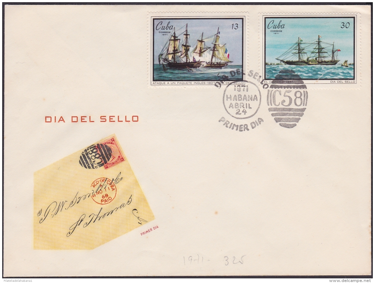 1971-FDC-32 CUBA. 1971. FDC DIA DEL SELLO. STAMP DAY. PAQUEBOT SHIP - FDC