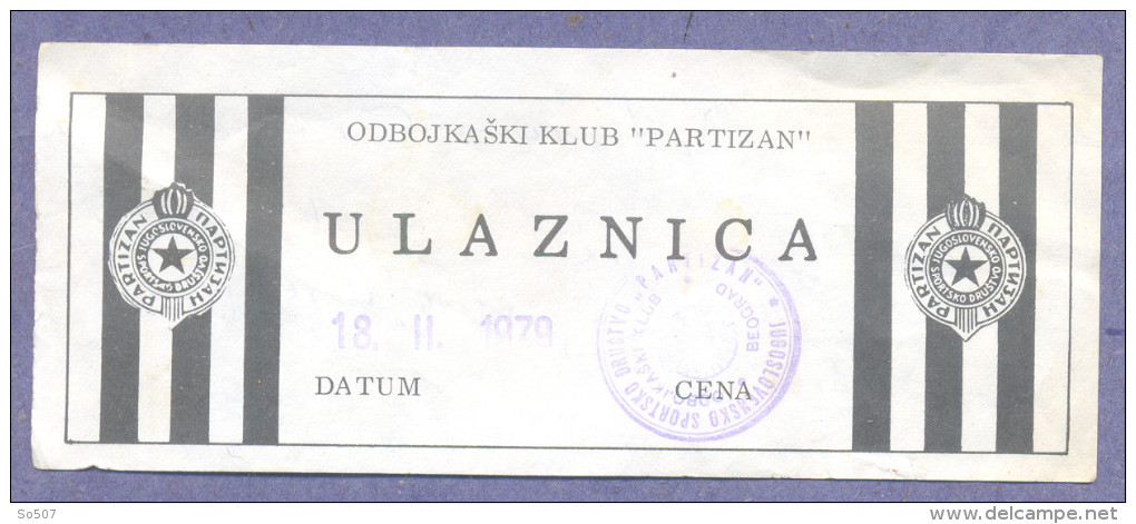 X2-Ticket Volleyball Club Partizan Yugoslavia 1979. - Tickets D'entrée