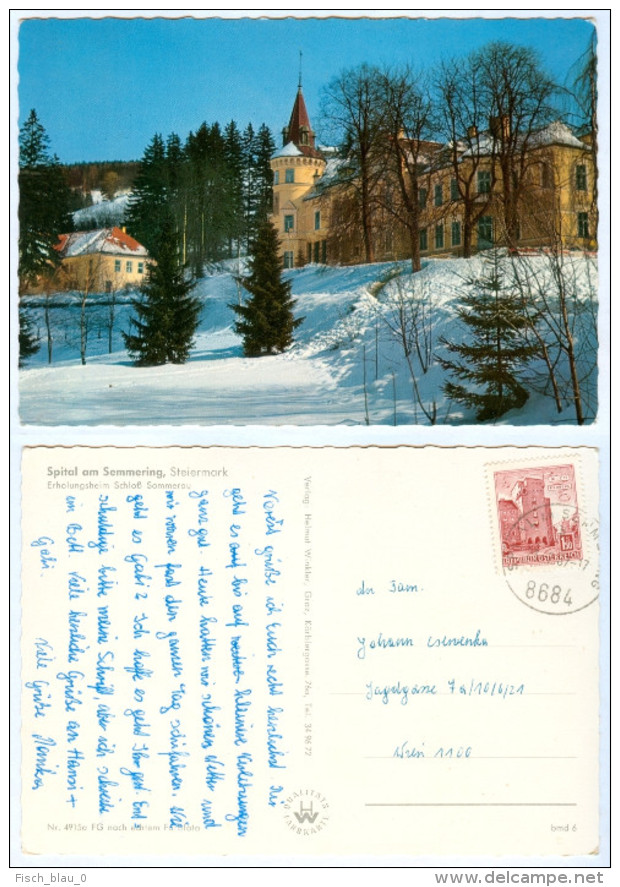 AK Steiermark 8684 Spital Am Semmering Schloß Sommerau Winter Schnee Snow Castle A. Österreich Austria Styria Postcard - Steinhaus Am Semmering