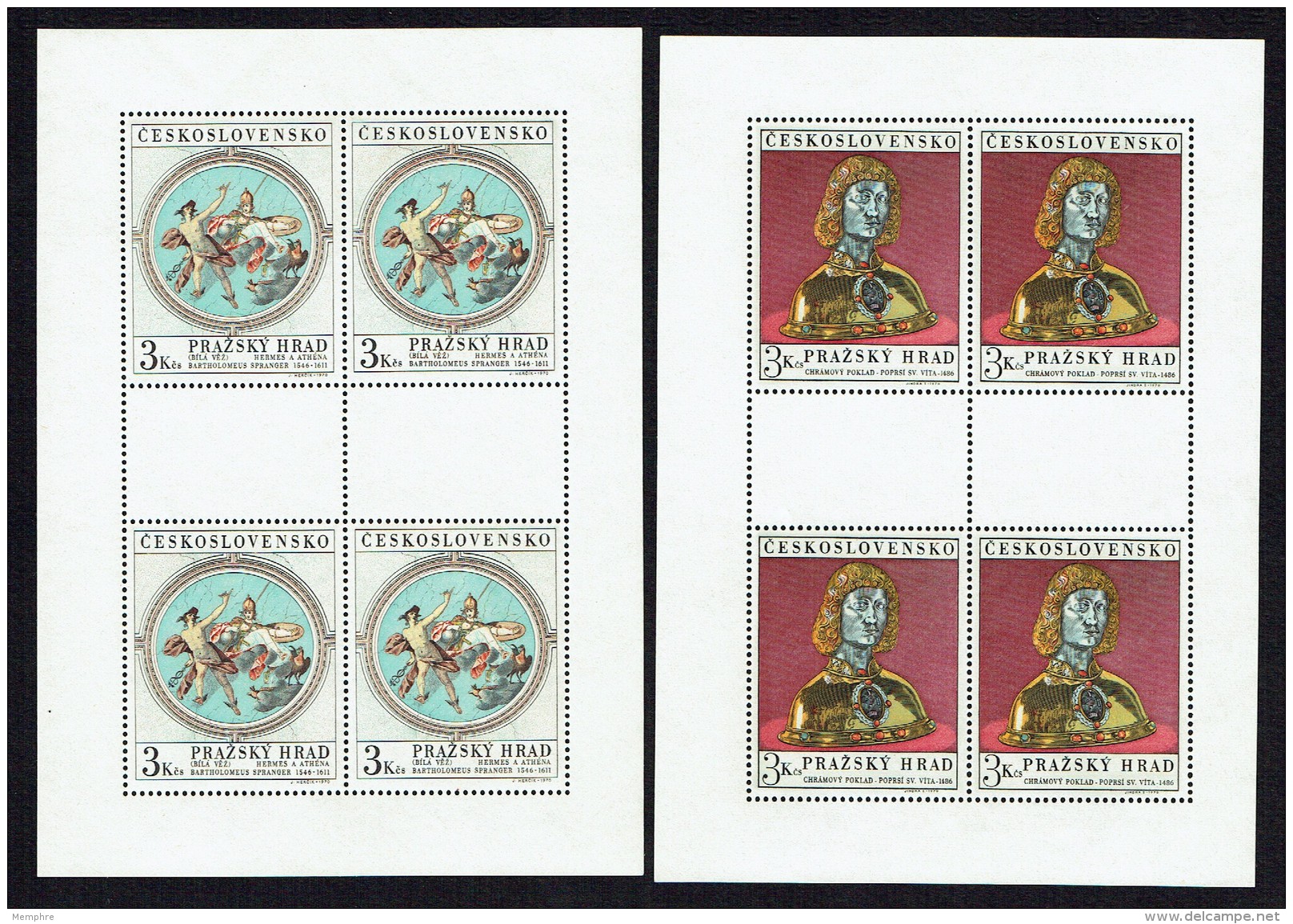 1970  Tableau Et Sculpture Du Châteeau De Prague  En Petit Feuillets De 4 Mi 1943-4  ** MNH - Unused Stamps