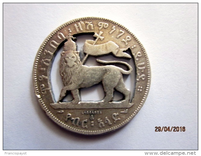 1/2 Birr Menelik With Lion De Judah (Ethiopia) Detached Argent / Silver - Autres & Non Classés