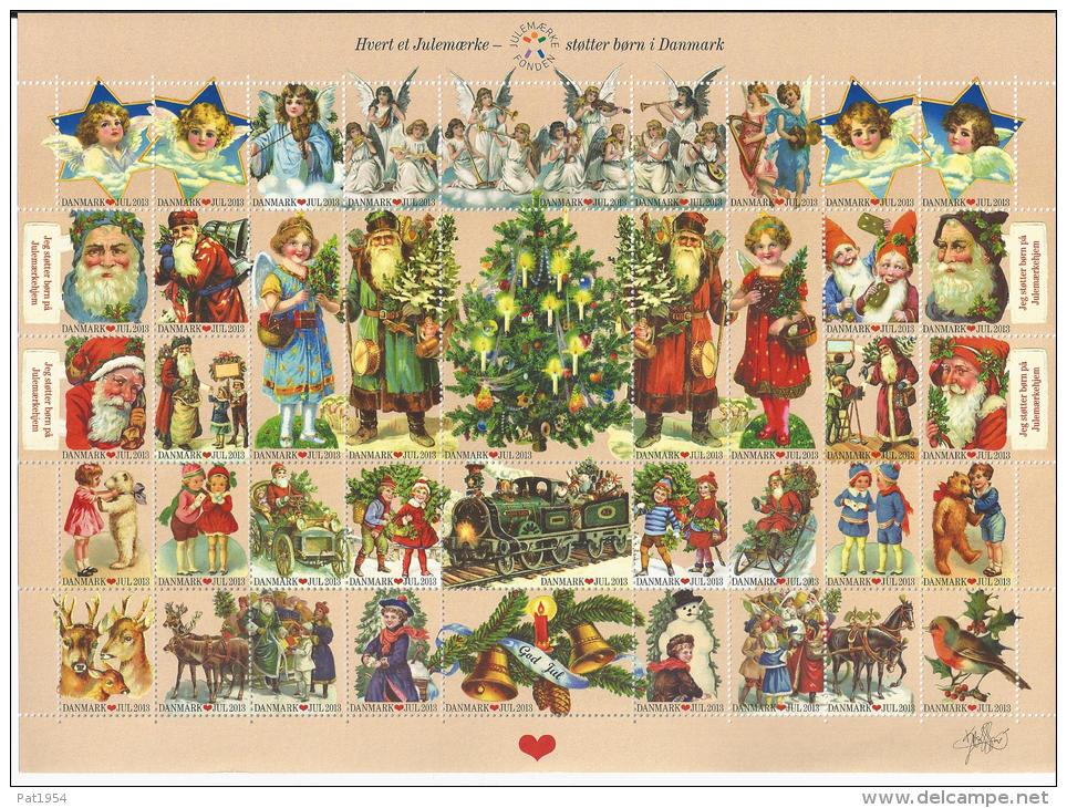 Feuille De Vignettes De Noël Du Danemark 2013 Dentelée - Abarten Und Kuriositäten