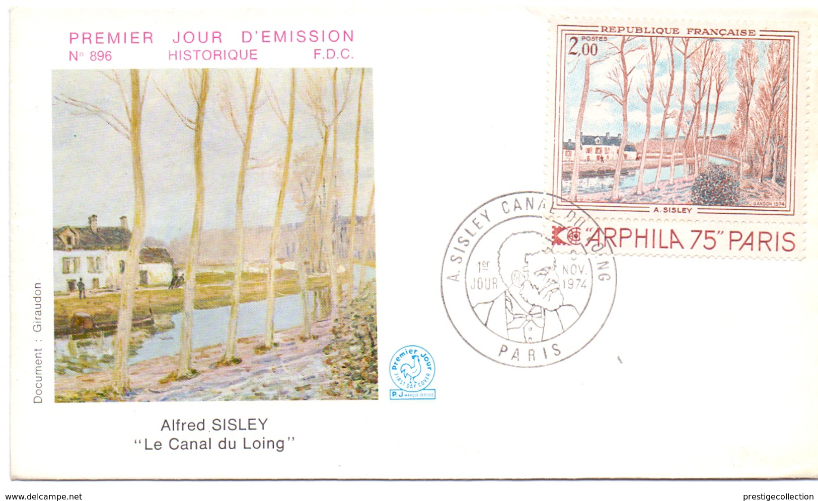 FRANCE FDC ALFRED SISLEYLE CANAL DULOING    (MG160118) - Glas & Fenster