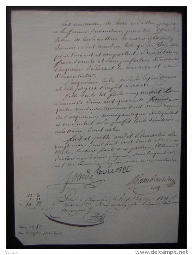 1831 Vienne, Vente à Marie Herbault Veuve Chene Par François Poissault - Manuscrits