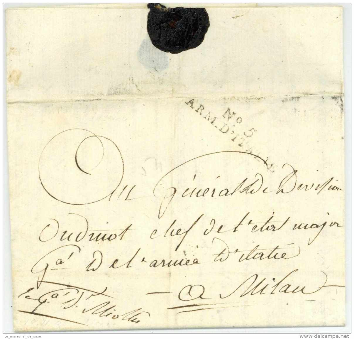 No. 5 ARM. D'ITALIE - Sextius MIOLLIS (1759-1828) - Général - Florence / Firenze Pour Milano 1800 - Armée D'Italie - Army Postmarks (before 1900)