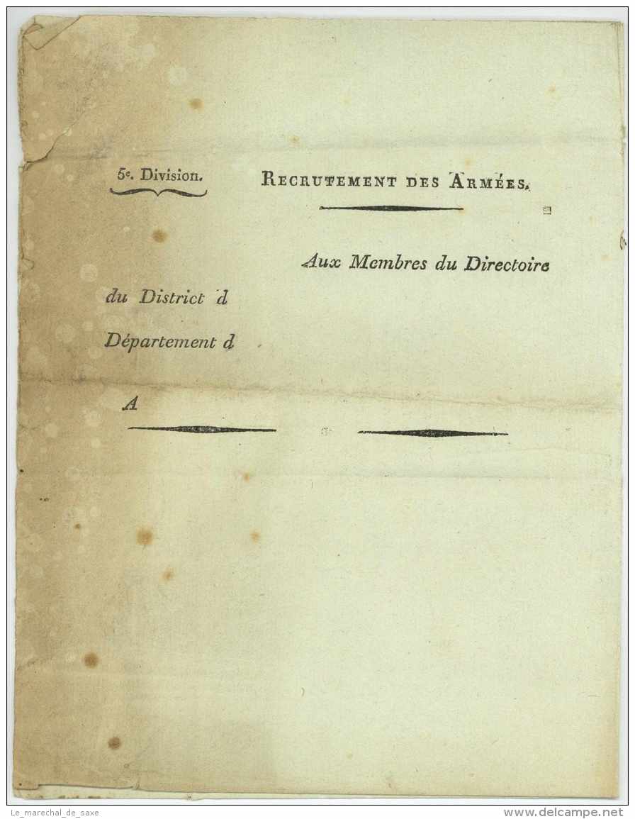 2E DIV. ARMEE D'ITALIE - Paris Pour La SOCIETE POPULAIRE DE GRASSE - 1794 - Terreur - Bolli Militari (ante 1900)