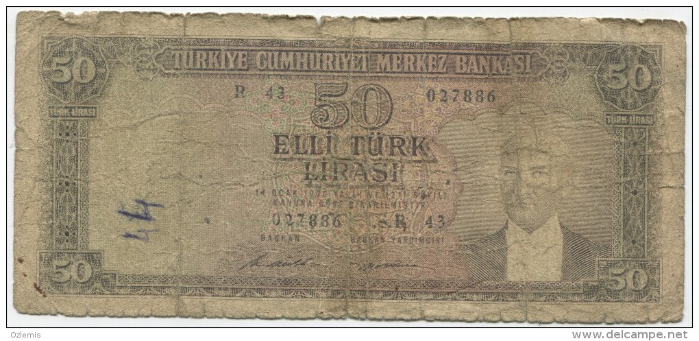 TURQUIE,TURKEI TURKEY OLD  50 LIRA USED - Turquie