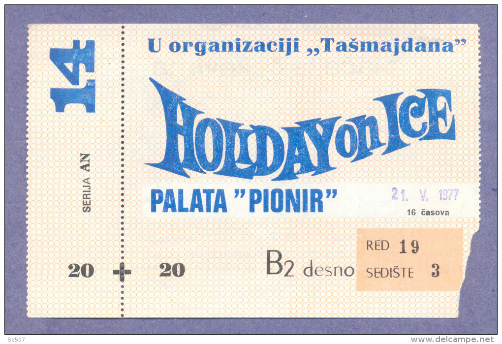 X2-Ticket, Ice Skating, Holiday On Ice, Tasmajdan, Beograd, Belgrade, Serbia 1977.Yugoslavia - Tickets - Entradas