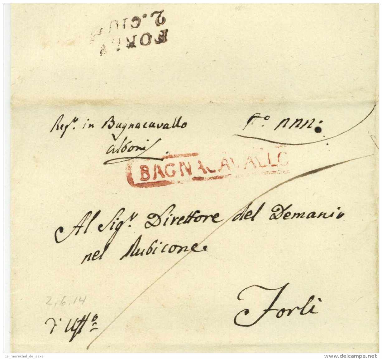 BAGNACAVALLO Pour FORLI - 1814 - 1. ...-1850 Prephilately