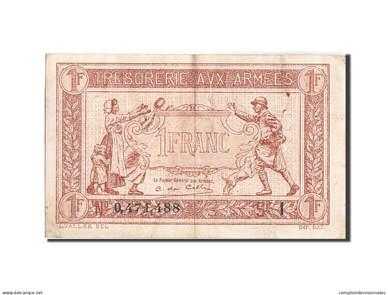 Billet, France, 1 Franc, 1917-1919 Army Treasury, 1917, 1917, TTB - 1917-1919 Tesoreria Delle Armate