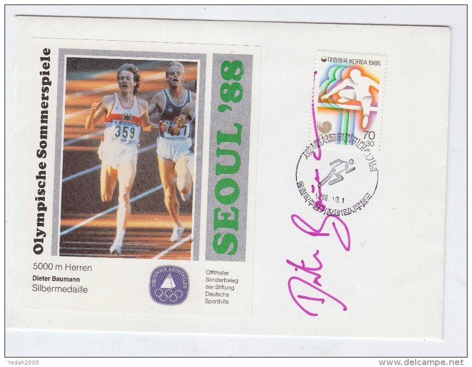 Korea SEOUL OLYMPIC GAMES DIETER BAUMANN SINGED COVER 1988 - Summer 1988: Seoul