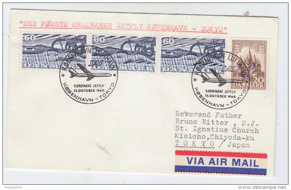 Denmark/Japan FIRST FLIGHT COVER SAS KOBENHAVN/TOKYO 1960 - Poste Aérienne