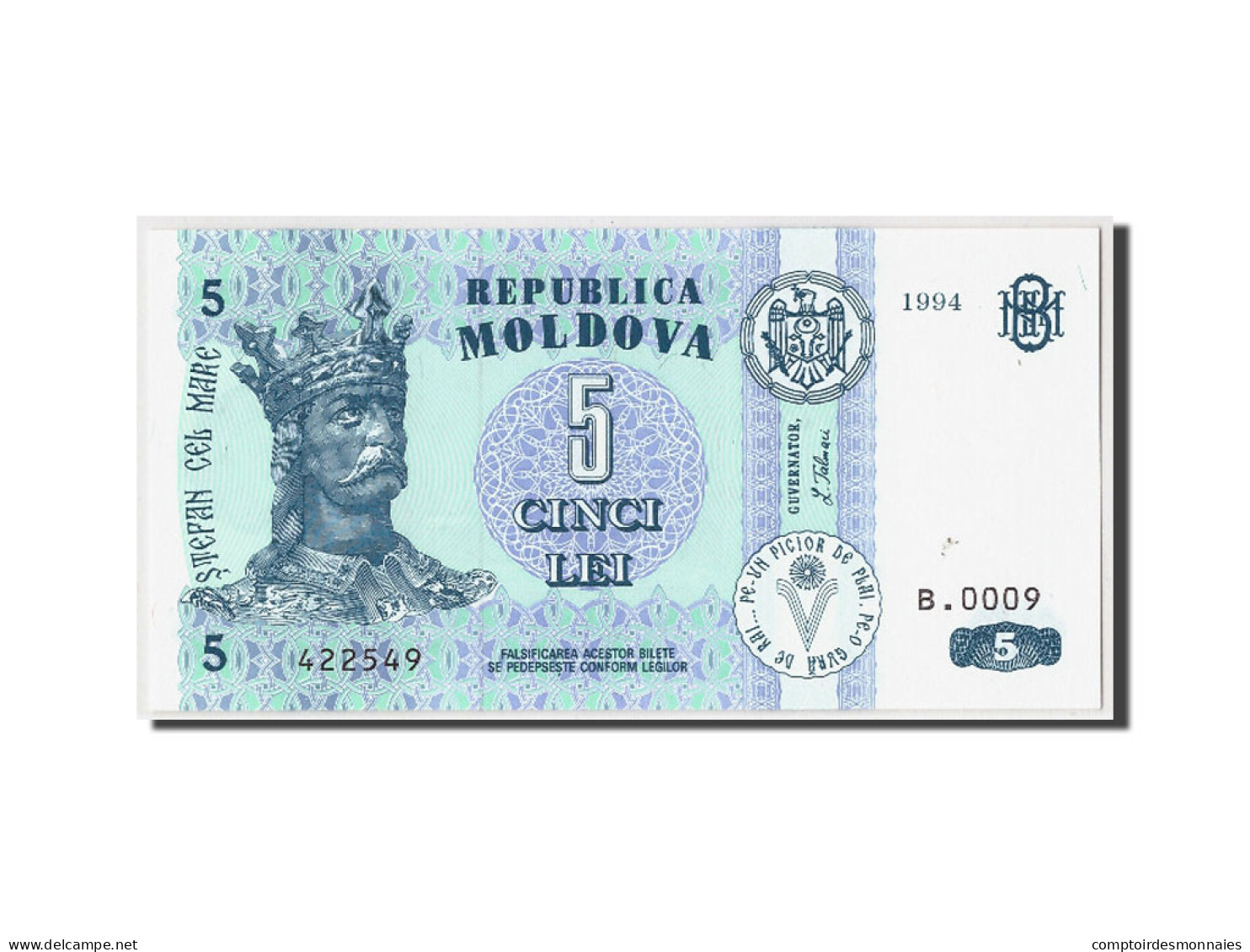 Billet, Moldova, 5 Lei, 1994, Undated, KM:9a, NEUF - Moldavie