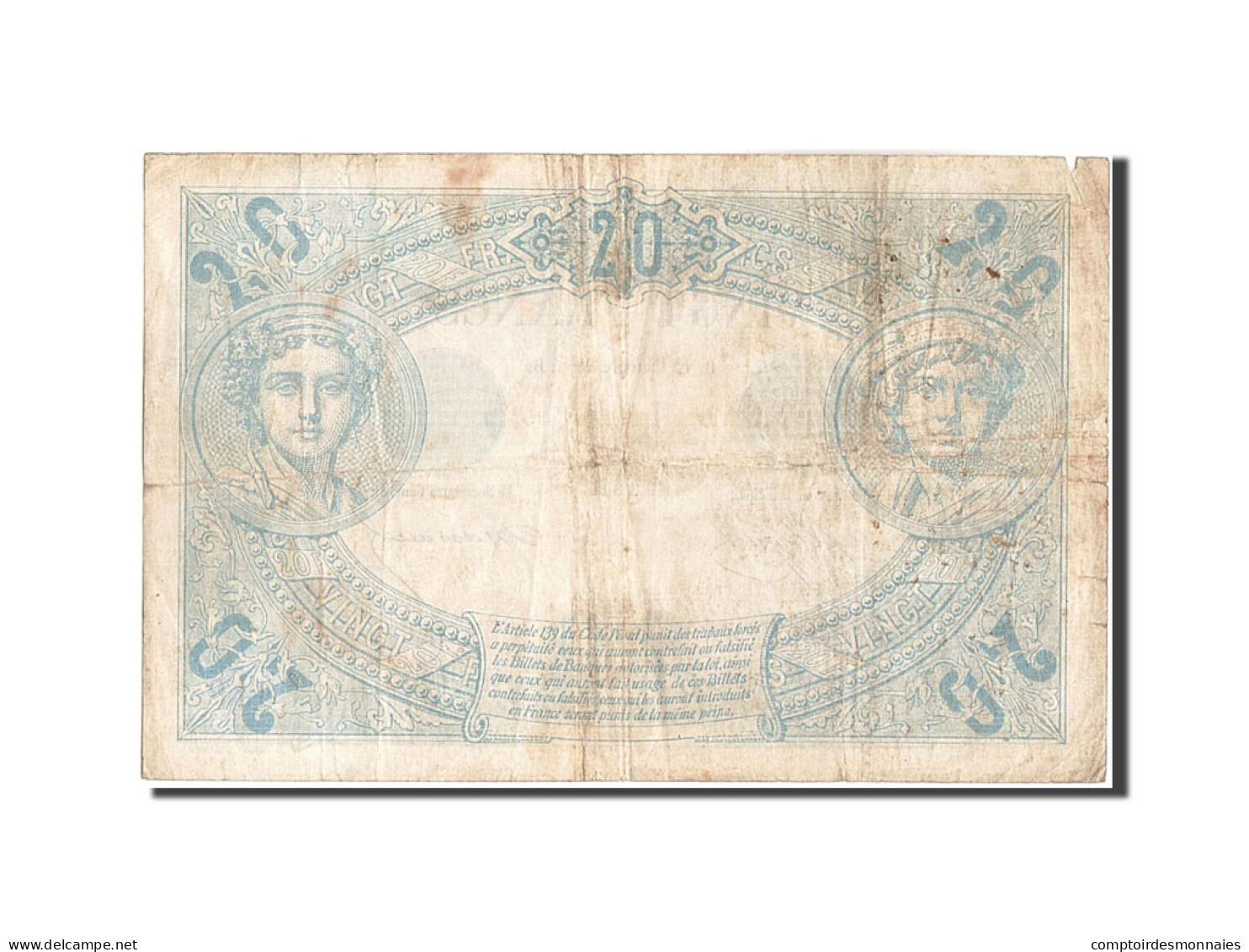 Billet, France, 20 Francs, 20 F 1874-1905 ''Noir'', 1874, 1874-10-12, TB - 20 F 1874-1905 ''Noir''