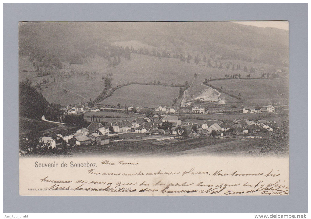 AK BE Sonceboz 1903-12-19 Ambulant Gesamtansicht Foto Guggenheim - Sonceboz-Sombeval