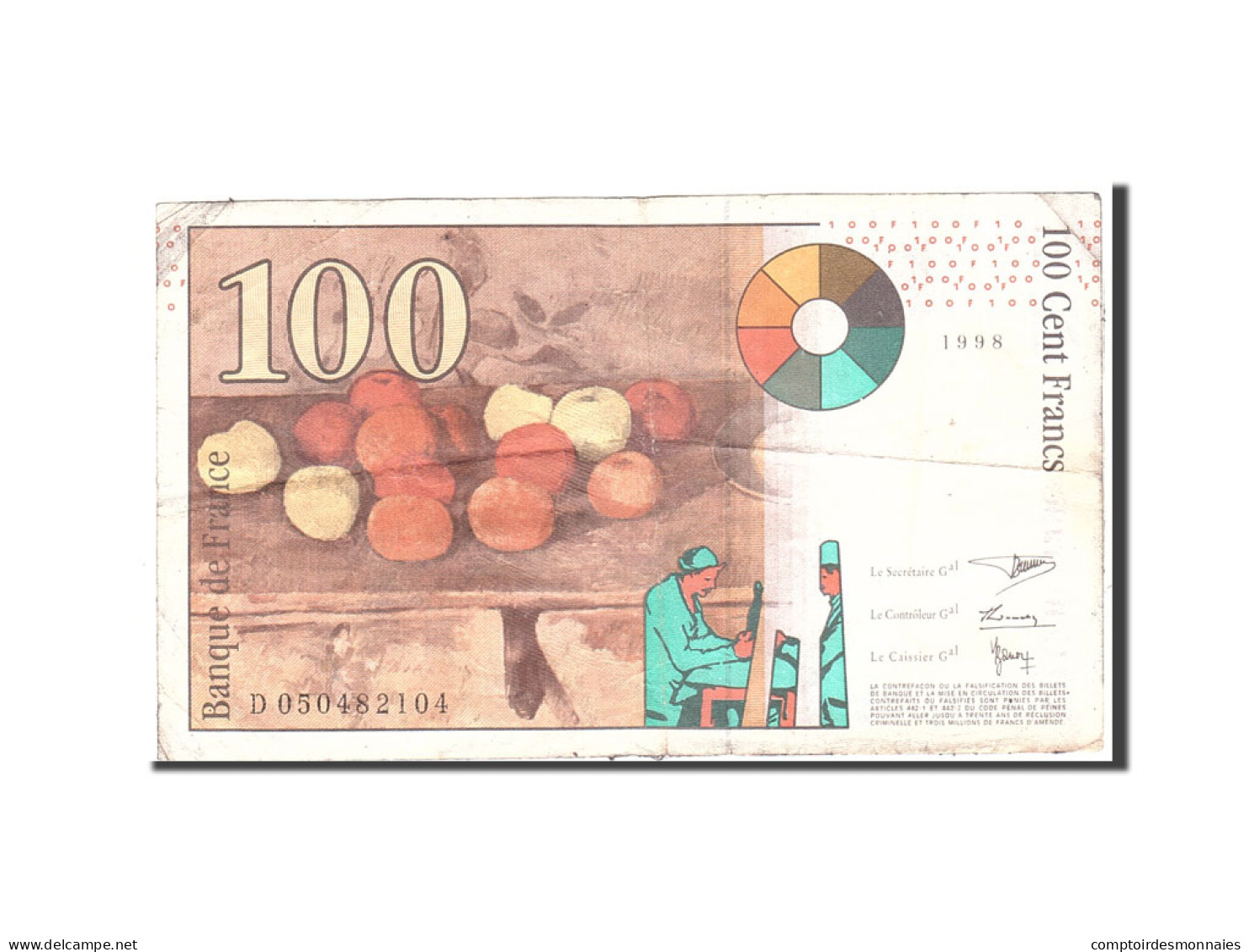 Billet, France, 100 Francs, 1998, Undated, TB, KM:158a - 100 F 1997-1998 ''Cézanne''