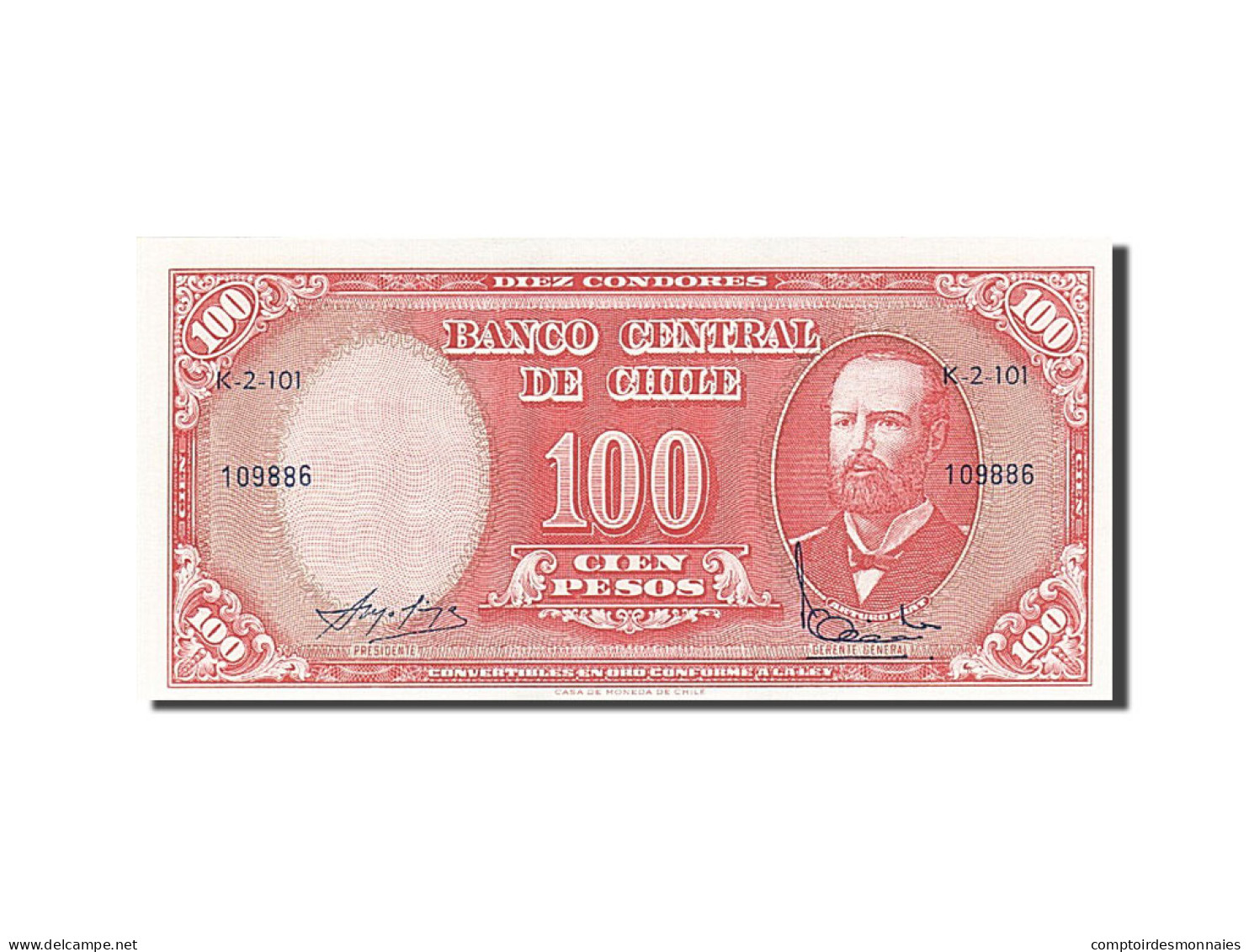 Billet, Chile, 10 Centesimos On 100 Pesos, 1960, Undated (1960-1961), KM:127a - Chili