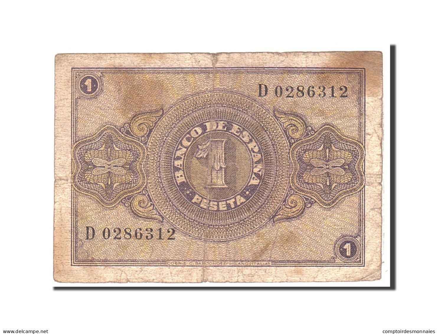 Billet, Espagne, 1 Peseta, 1937, 1937-10-12, KM:104a, B - 1-2 Peseten