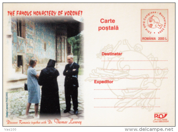 MONASTERY, VORONET MONASTERY, PC STATIONERY, ENTIER POSTAL, 2004, ROMANIA - Abbeys & Monasteries