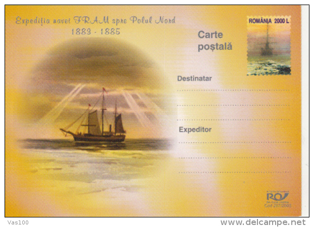 ARCTIC EXPEDITION, FRAM SHIP, PC STATIONERY, ENTIER POSTAL, 2003, ROMANIA - Expéditions Arctiques