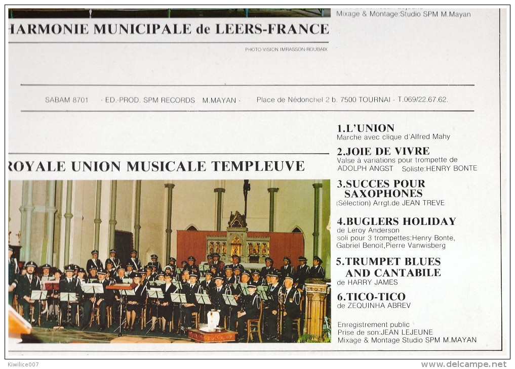 Harmonie Municipale Leers France Royale Union Musicale De Templeuve  Vinyle  33t - Other & Unclassified