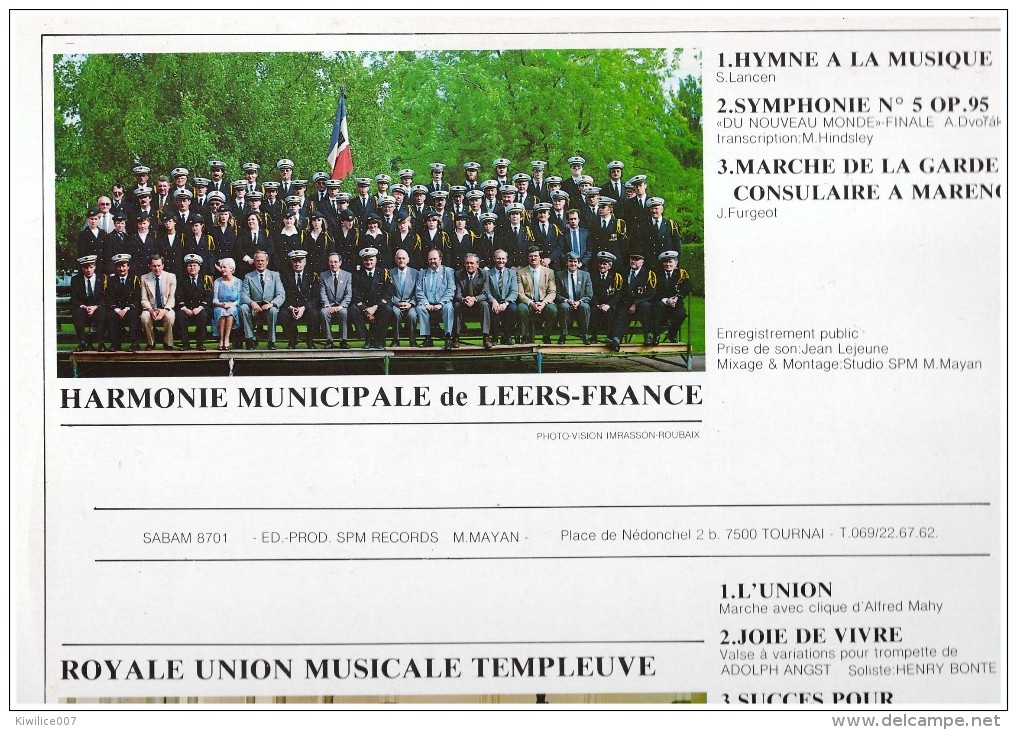 Harmonie Municipale Leers France Royale Union Musicale De Templeuve  Vinyle  33t - Other & Unclassified