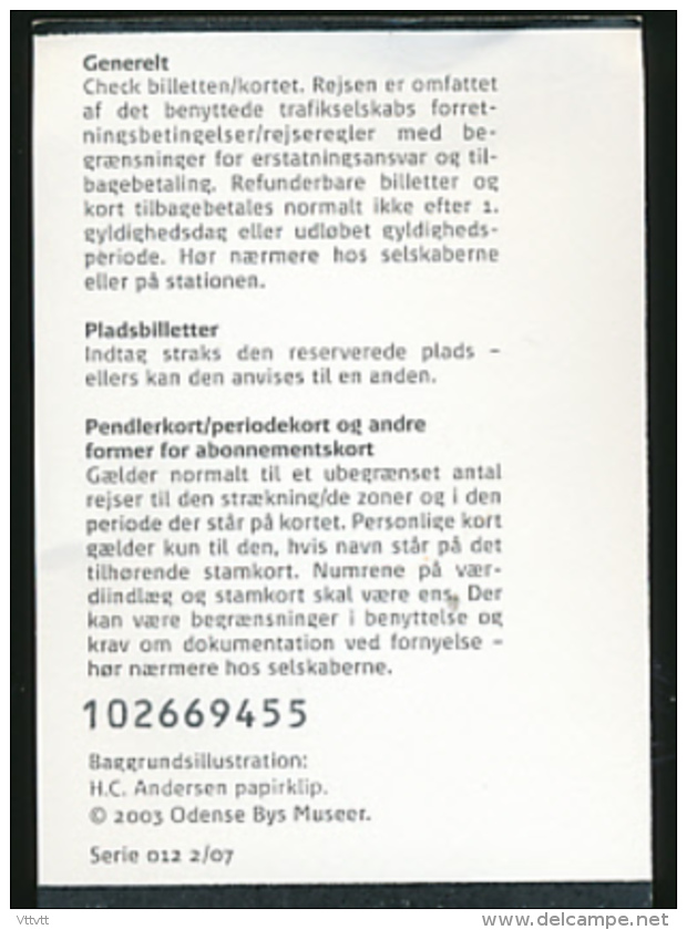 Ticket De Métro : Copenhague (Danemark) Fra Zone 004, Antal Zoner 03 - Europe