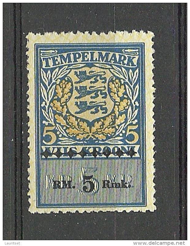 ESTLAND Estonia 1941 German Occupation Documentrary Tax Stempelmarke 5 RM MNH - Occupation 1938-45