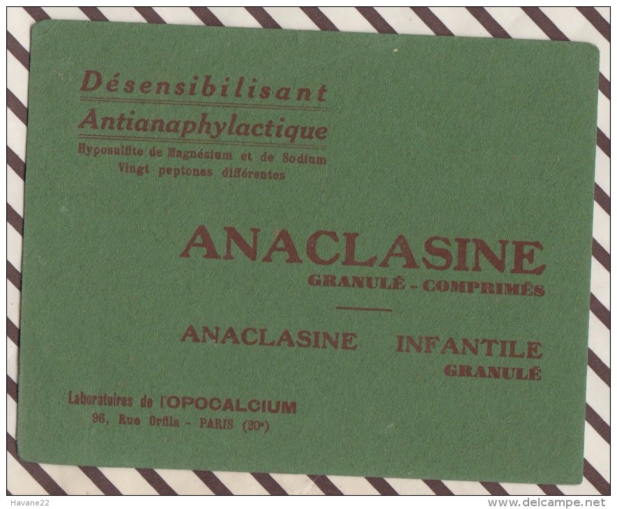 208 BUVARD ANACLASINE LABORATOIRE OPOCALCIUM   13.5 X 10.5 CM - Produits Pharmaceutiques