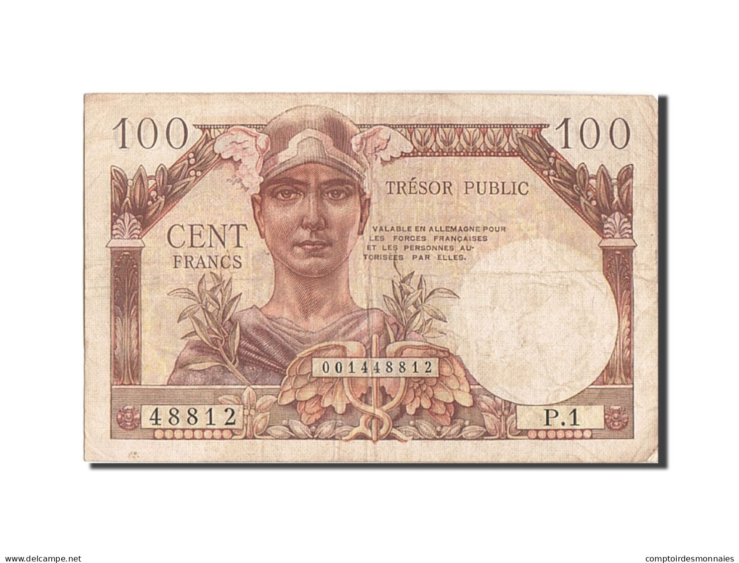 France, 100 Francs, 1955-1963 Treasury, 1955, P.1, TB+, KM:M11a - 1955-1963 Staatskas