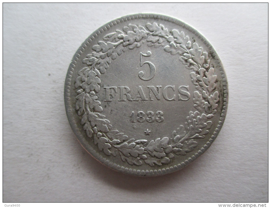 Belgique 5 Frank 1833 - 5 Francs