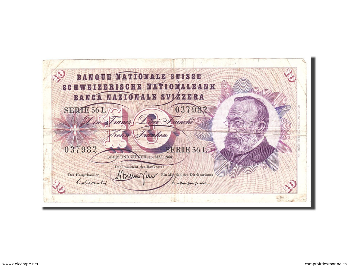 Billet, Suisse, 10 Franken, 1968, 1968-05-15, KM:45n, TB - Suisse