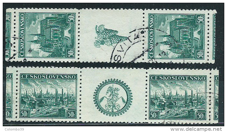 Cecoslovacchia 1938 Usato - Mi.400/01  Yv.343/44  Coppia+appendìce - Usati