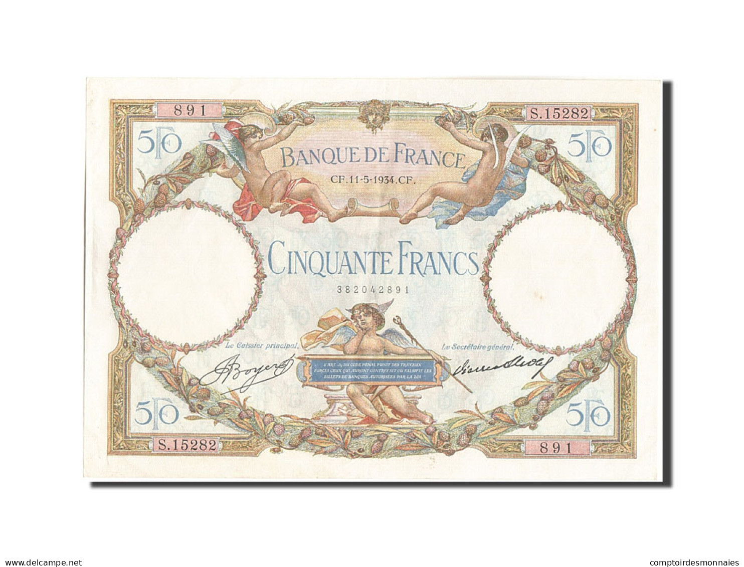 Billet, France, 50 Francs, 50 F 1927-1934 ''Luc Olivier Merson'', 1934 - 50 F 1927-1934 ''Luc Olivier Merson''