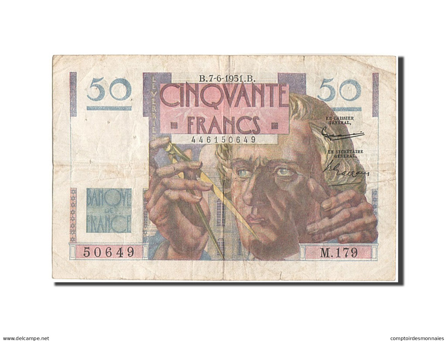 Billet, France, 50 Francs, 50 F 1946-1951 ''Le Verrier'', 1951, 1951-06-07, TB+ - 50 F 1946-1951 ''Le Verrier''