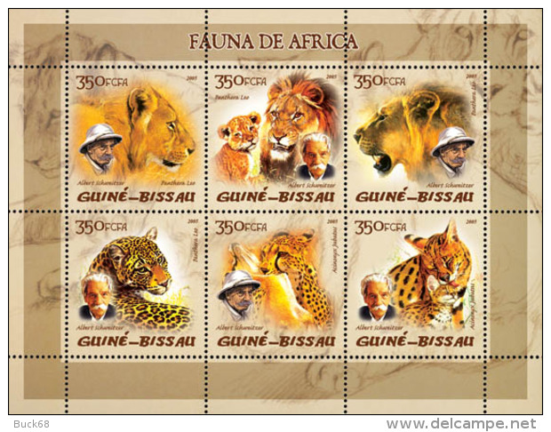 GUINEE-BISSAU Ft D3 ** MNH Albert SCHWEITZER NOBEL Peace Lion Guépard Léopard Félin - Albert Schweitzer