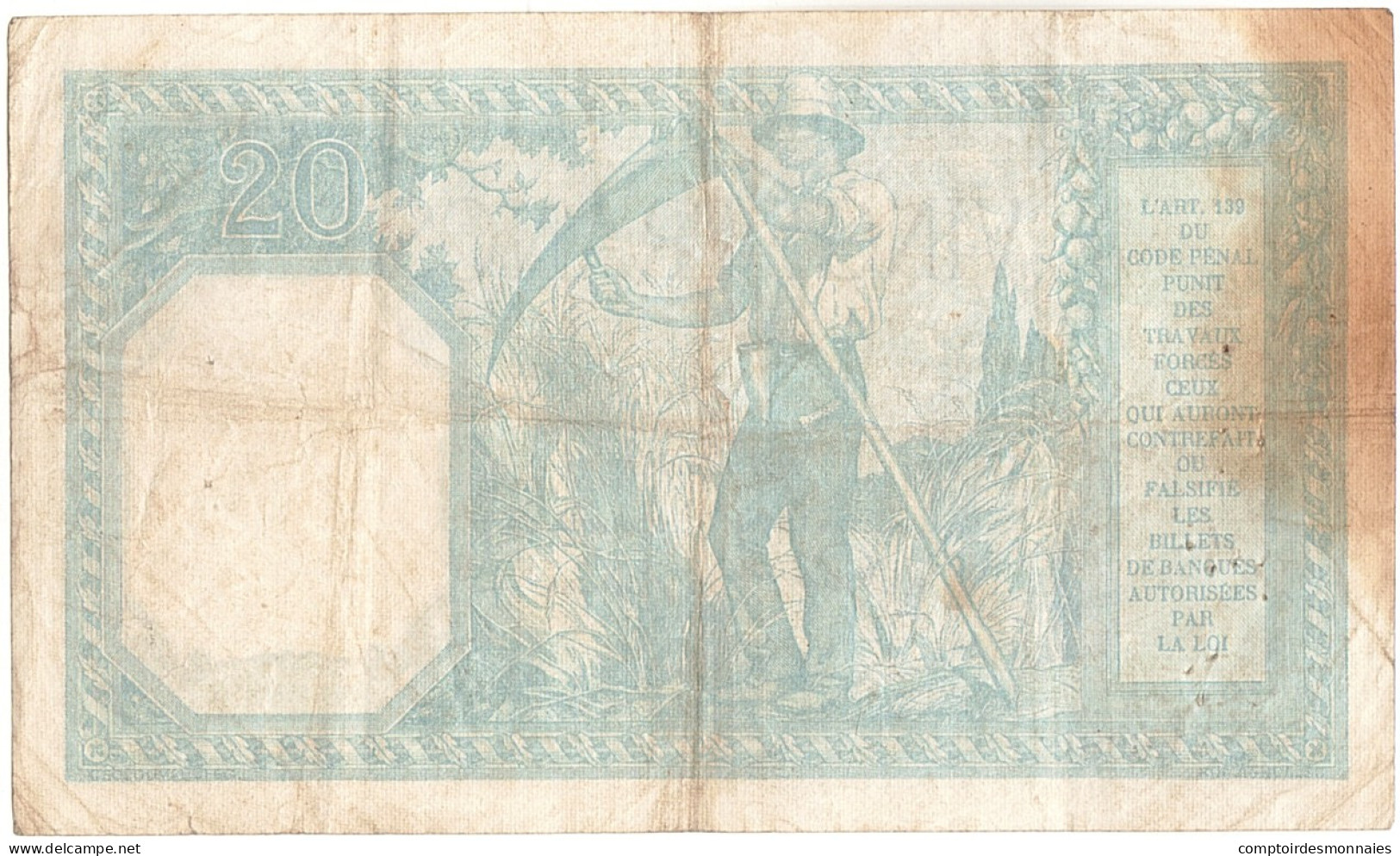 Billet, France, 20 Francs, 20 F 1916-1919 ''Bayard'', 1918, 1918-12-27, TB+ - 20 F 1916-1919 ''Bayard''