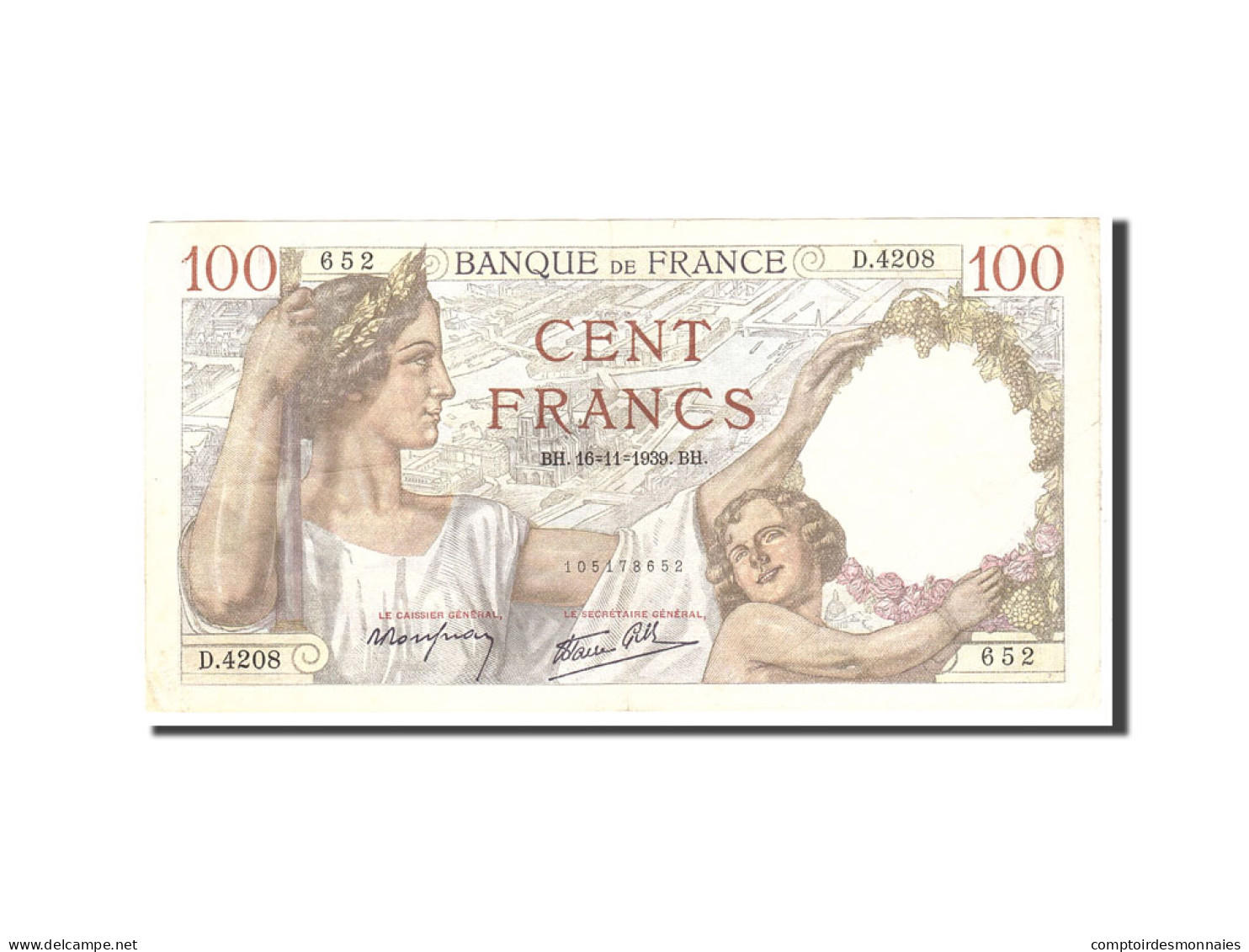 Billet, France, 100 Francs, 1939, 1939-11-16, TTB, Fayette:26.15, KM:94 - 100 F 1939-1942 ''Sully''