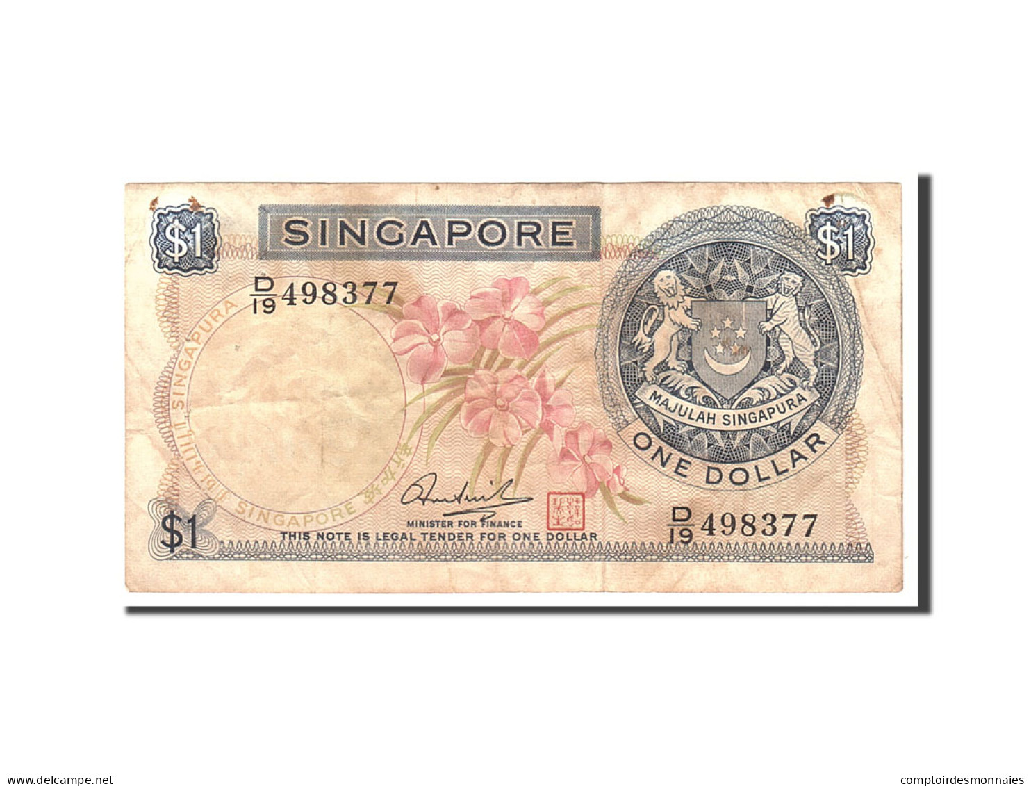 Billet, Singapour, 1 Dollar, 1967, Undated, KM:1a, TB - Singapore