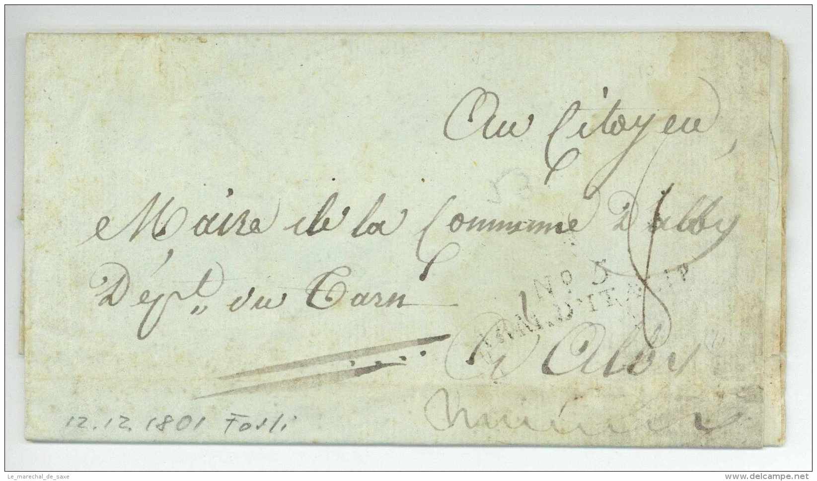 No. 5 ARM. D'ITALIE - J.F.M. MAZAS (1765 - Tué à Austerlitz 1805) - Forli à Albi 1801 Armée D'Italie - Army Postmarks (before 1900)