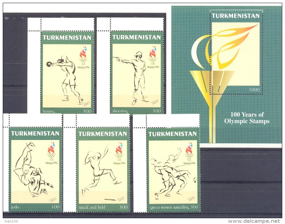 1997. Turkmenistan, Olympic Games Atlanta 1996, 5v + S/s, Mint/** - Turkmenistán