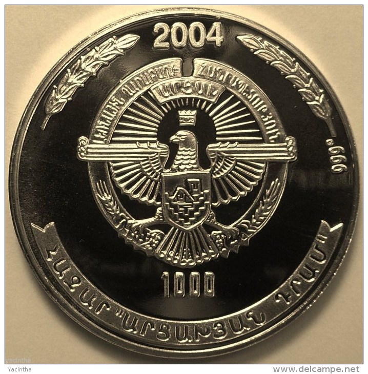 @Y@   Nagorno-Karabakh Armenia 1000 Dram 2004 Silver Coin."1700 Years Of Christianity"     Proof - Nagorno-Karabakh