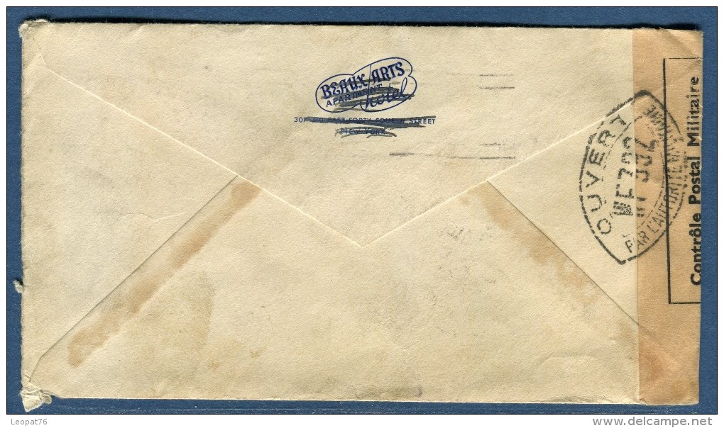 Etats Unis - Enveloppe De New York Pour Lyon En 1940 Avec Contrôle Postal   à Voir 2 Scans   Réf. 914 - Cartas & Documentos