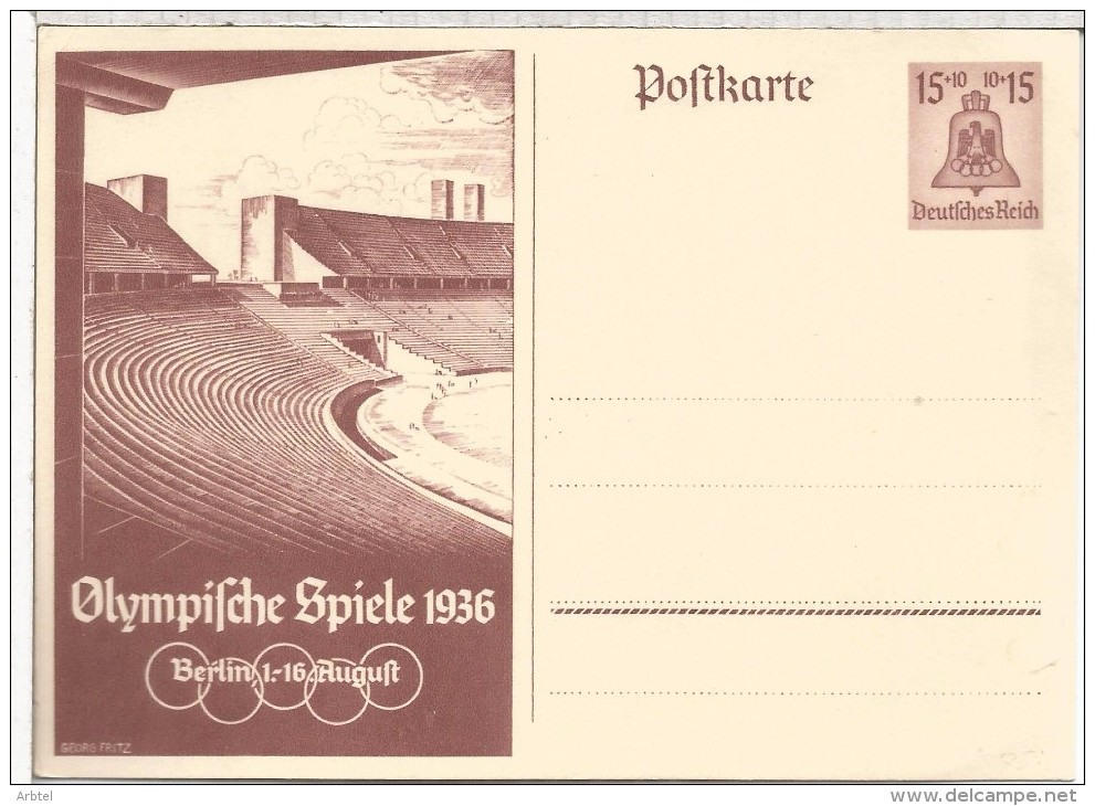 ALEMANIA REICH ENTERO POSTAL JUEGOS OLIMPICOS DE BERLIN 1936 ESTADIO OLIMPICO - Ete 1936: Berlin
