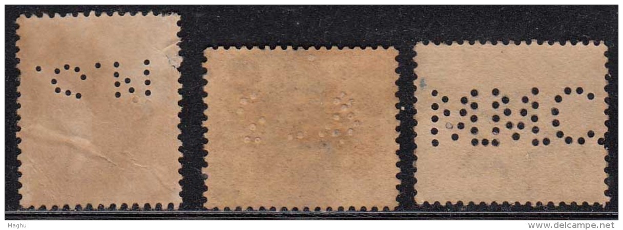 3 Perfin, Perfins On Edward Issue, British India Used - Perfins