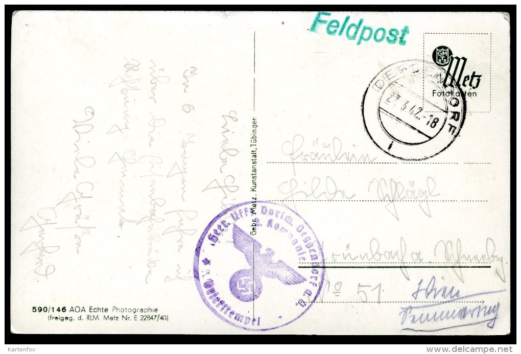 Deggendorf, Bayer. Ostmark, Abendstimmung An Der Donau, Feldpost 27.3.1942, Briefstempel,freig. RLM - Deggendorf