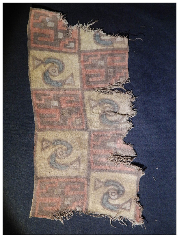 Textile Peint, HUARI, Pérou, Pre Columbian Painted Textile, 600-900 AD. - Archéologie