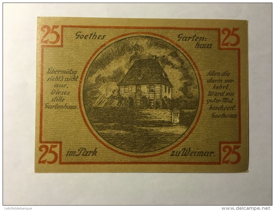 Allemagne Notgeld Weimar 25 Pfennig 1921 NEUF - Collections