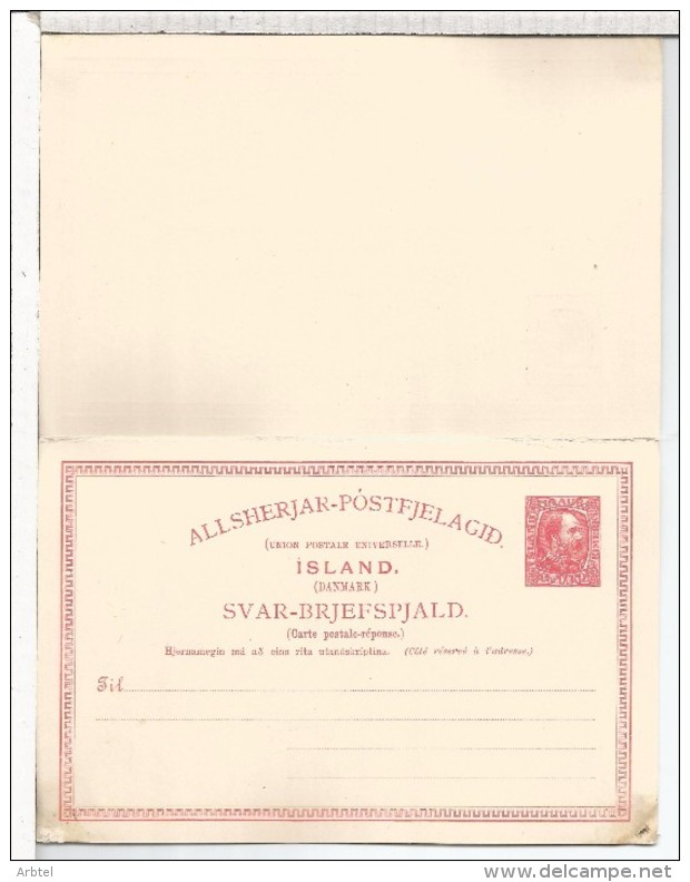 ISLANDIA ENTERO POSTAL DOBLE - Postal Stationery